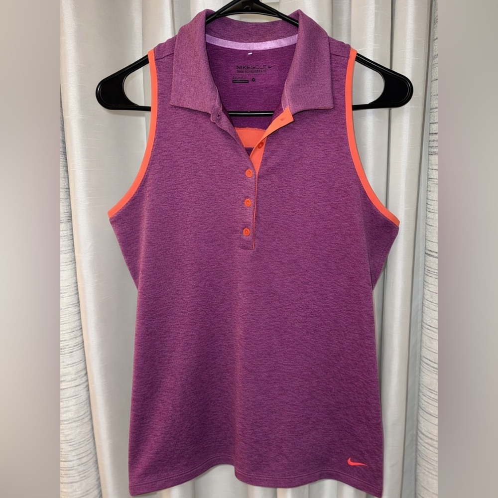 Nike Purple Women’s Golf Sleeveless Polo Tank with Coral Trim